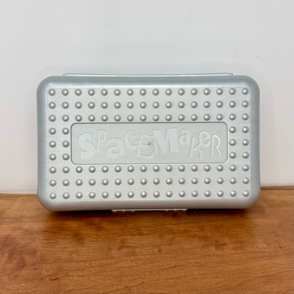 Vintage SpaceMaker Pencil Box Silver Metallic Office Products Retro Y2K
